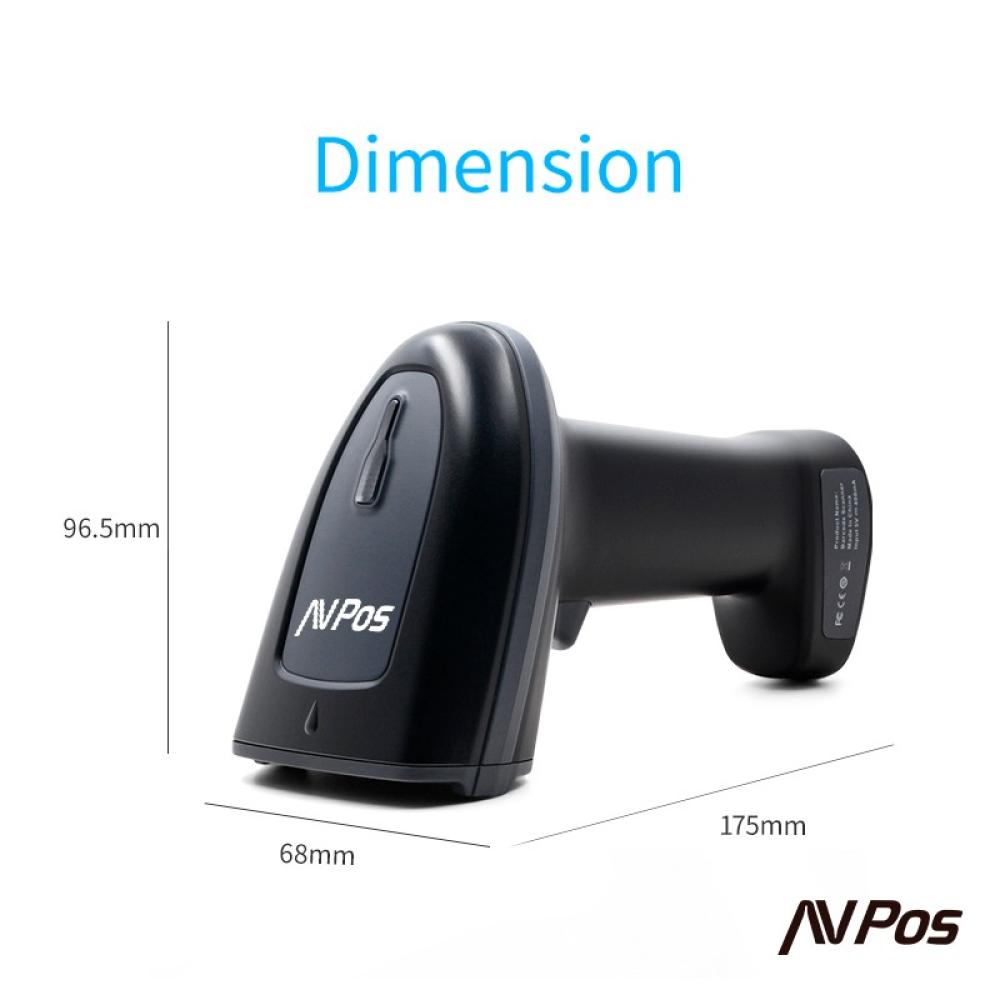 AVPos - AVP-BT230-2D lector de código de barras Lector de códigos de barras portátil 1D/2D CMOS Negro