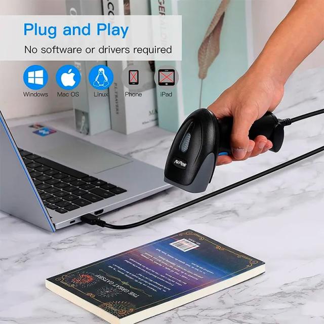 AVPos - AVP-930-2D lector de código de barras Lector de códigos de barras portátil 1D/2D CMOS Negro