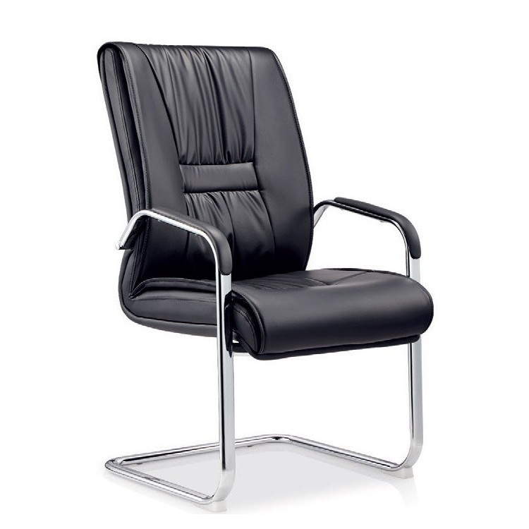 Sillón de oficina FLANDES, fijo de patÃ­n, cromado, similpiel negra