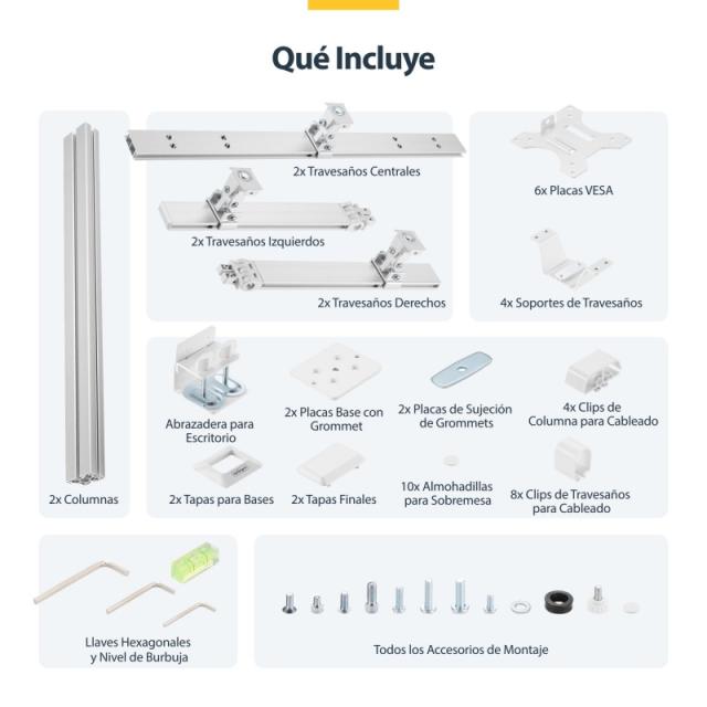StarTech.com - 6-MONITOR-ARM-A soporte para monitor 81,3 cm (32") Escritorio Blanco
