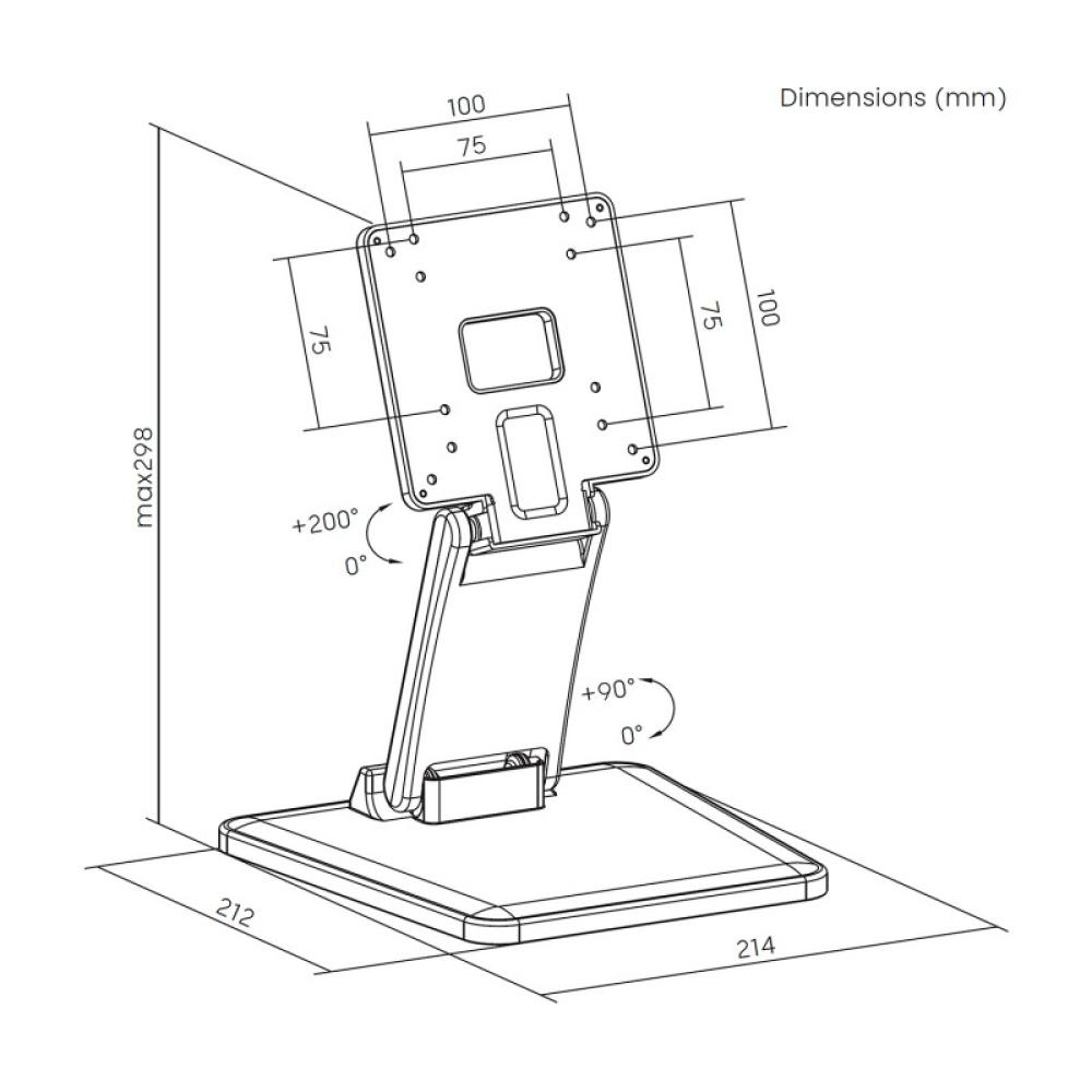 AISENS - Soporte de Mesa Eco Inclinable para Monitor/POS 6.5kg de 10"-27", Negro