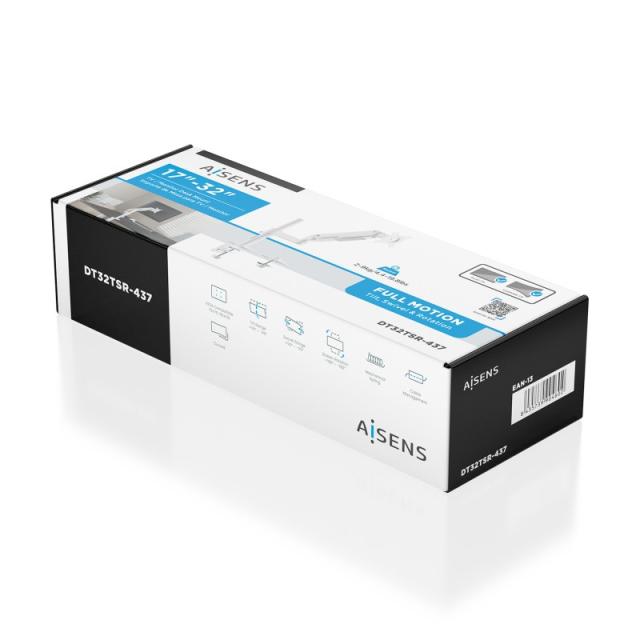 AISENS - Soporte de Mesa Eco Contrapeso Giratorio e Inclinable para Monitor/TV 9kg (3 PIVOTES, 1 BRAZO) de 17-32, - DT32TSR-437