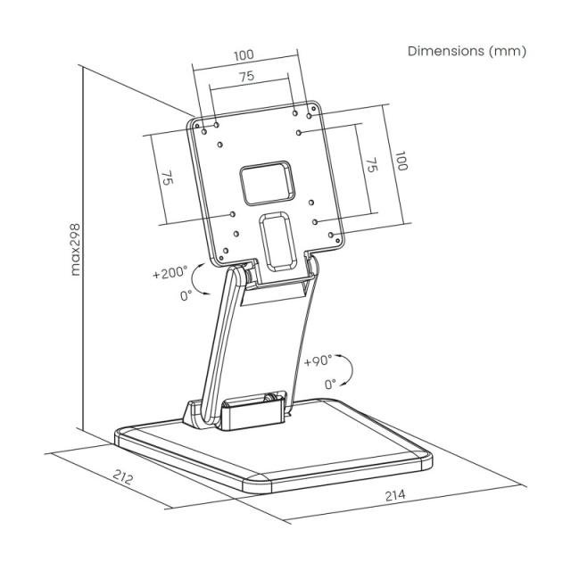 AISENS - Soporte de Mesa Eco Inclinable para Monitor/POS 6.5kg de 10"-27", Blanco