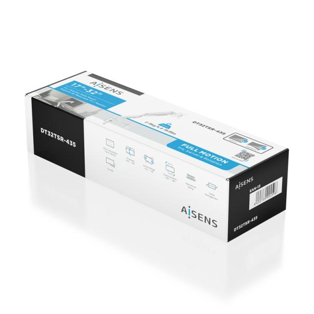 AISENS - Soporte de Mesa Eco Contrapeso Giratorio e Inclinable para Monitor/TV 9kg (3 PIVOTES, 1 BRAZO) de 17-32, - DT32TSR-435