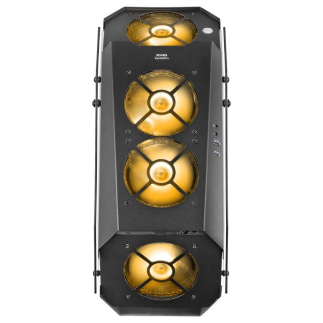 Mars Gaming - MC51, Caja PC Gaming ATX, Doble Cristal Templado, 5x Ventilador RGB 12cm, Negro
