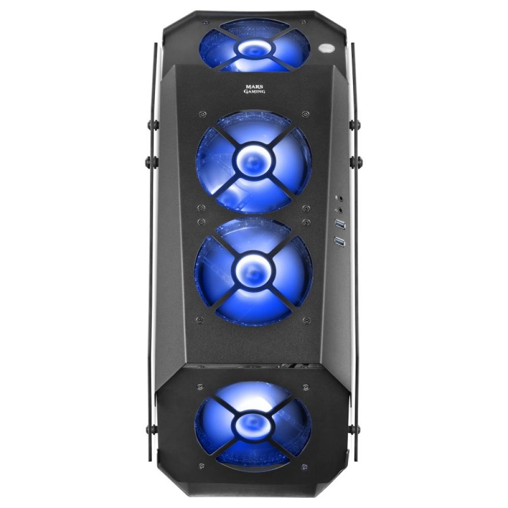 Mars Gaming - MC51, Caja PC Gaming ATX, Doble Cristal Templado, 5x Ventilador RGB 12cm, Negro