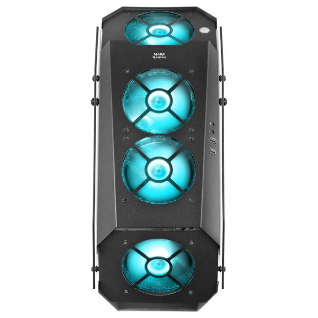Mars Gaming - MC51, Caja PC Gaming ATX, Doble Cristal Templado, 5x Ventilador RGB 12cm, Negro