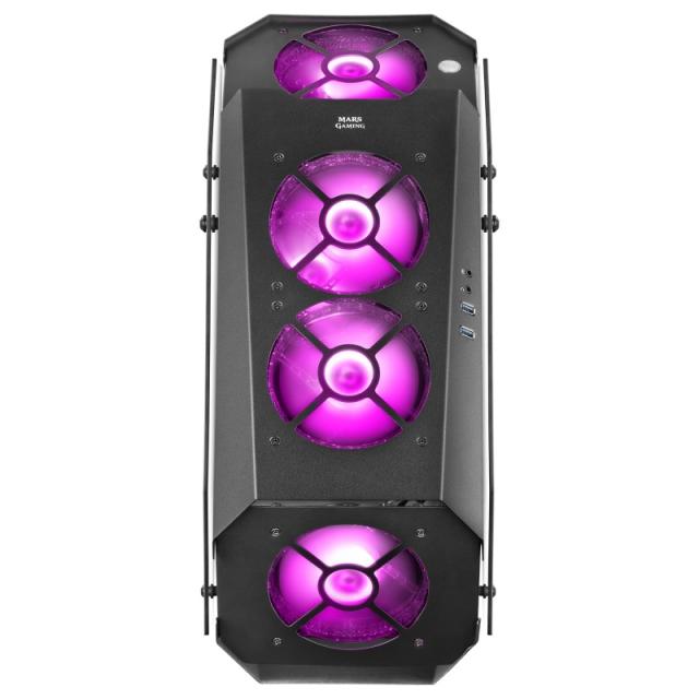 Mars Gaming - MC51, Caja PC Gaming ATX, Doble Cristal Templado, 5x Ventilador RGB 12cm, Negro