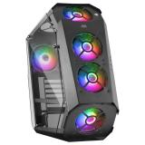 Mars Gaming - MC51, Caja PC Gaming ATX, Doble Cristal Templado, 5x Ventilador RGB 12cm, Negro