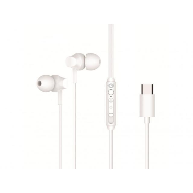 Conceptronic - BRENDAN03W auricular y casco Auriculares Alámbrico Dentro de oído Llamadas/Música USB Tipo C Blanco