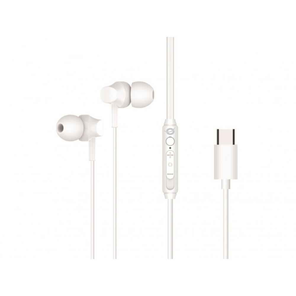 Conceptronic - BRENDAN03W auricular y casco Auriculares Alámbrico Dentro de oído Llamadas/Música USB Tipo C Blanco