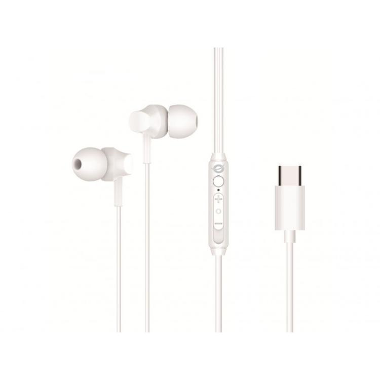 Conceptronic - BRENDAN03W auricular y casco Auriculares Alámbrico Dentro de oído Llamadas/Música USB Tipo C Blanco