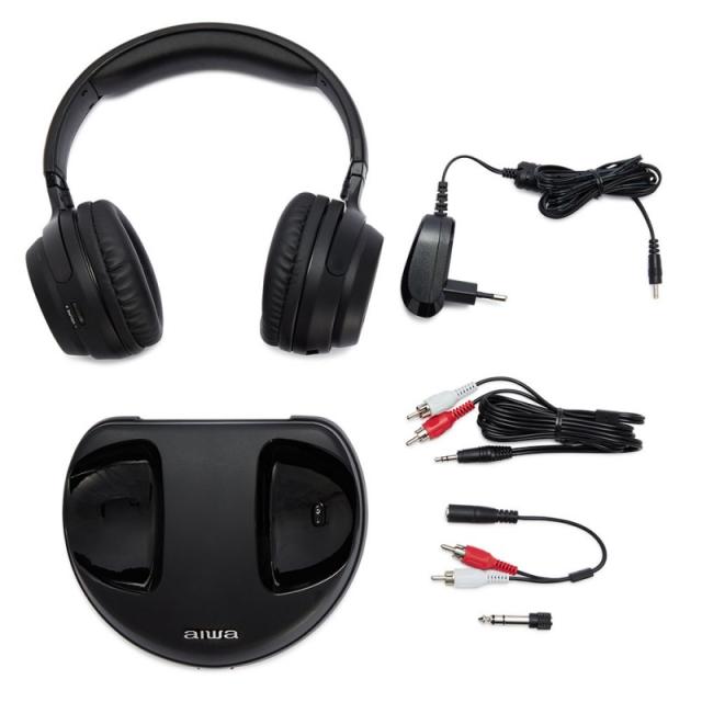 Aiwa - WHF-880 auricular y casco Auriculares Inalámbrico Diadema Música Base de carga Negro