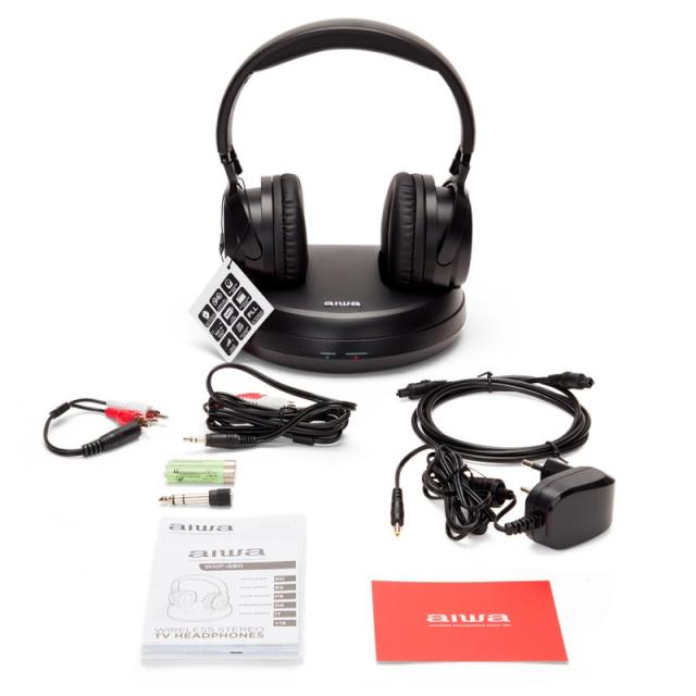 Aiwa - WHF-930D auricular y casco Auriculares Inalámbrico Diadema TV Negro