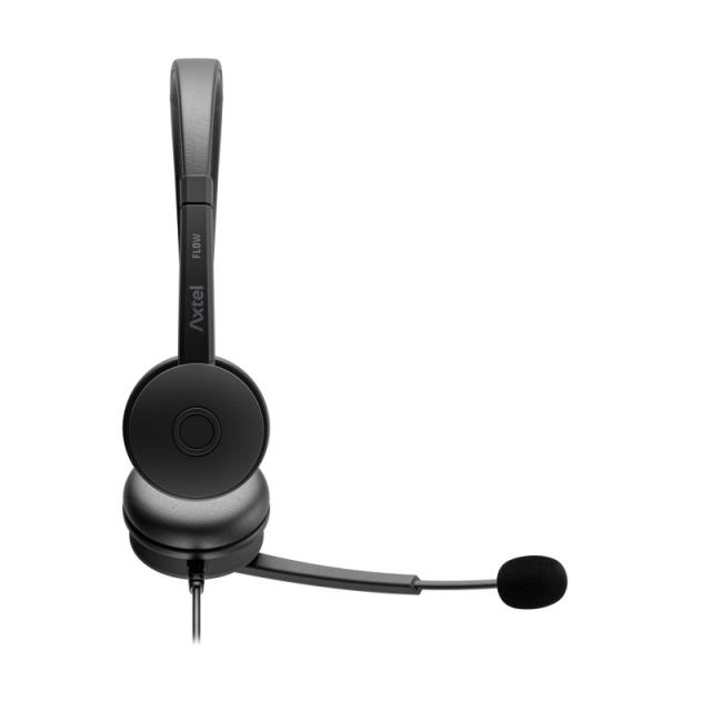 Axtel - AXH-FLOWUCDC auricular y casco Auriculares Alámbrico Diadema Oficina/Centro de llamadas USB Type-C / USB Type-A Negro