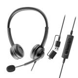 Axtel - AXH-FLOWUCDC auricular y casco Auriculares Alámbrico Diadema Oficina/Centro de llamadas USB Type-C / USB Type-A Negro