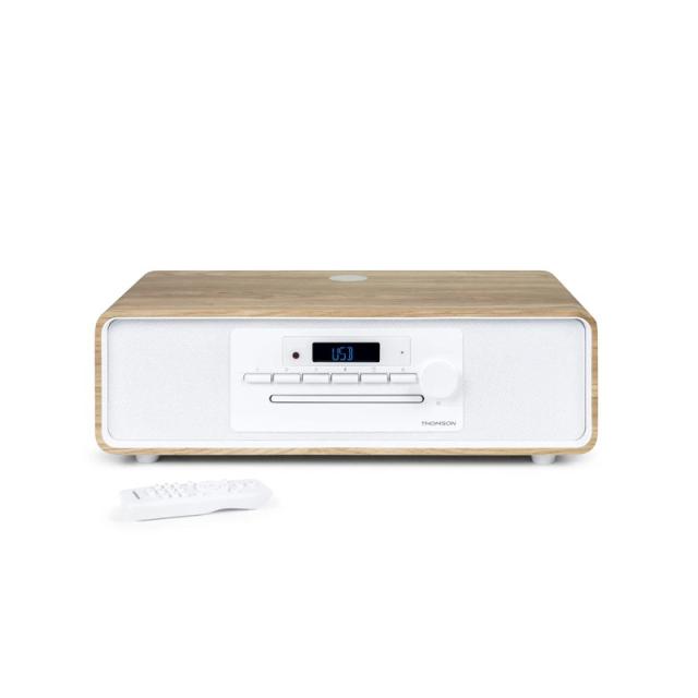 Thomson - MIC301IBT sistema de audio para el hogar Microcadena de música para uso doméstico 10 W Blanco, Madera