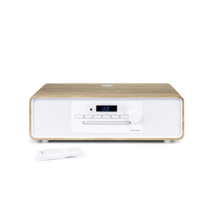 Thomson - MIC301IBT sistema de audio para el hogar Microcadena de música para uso doméstico 10 W Blanco, Madera