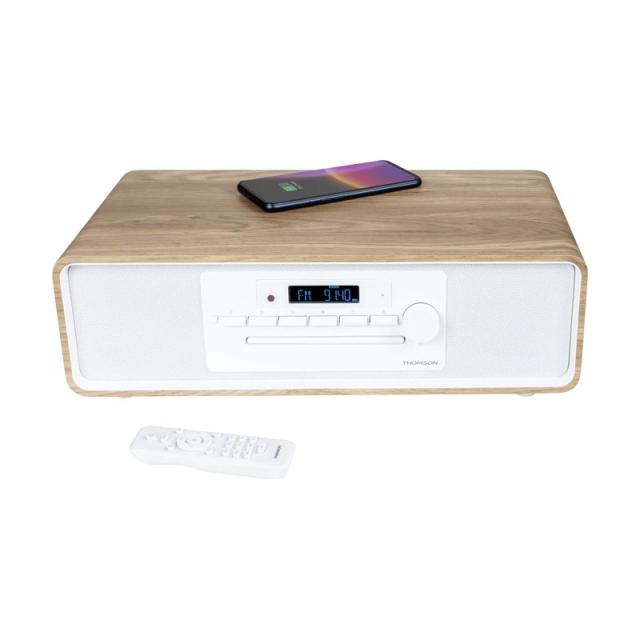 Thomson - MIC301IBT sistema de audio para el hogar Microcadena de música para uso doméstico 10 W Blanco, Madera