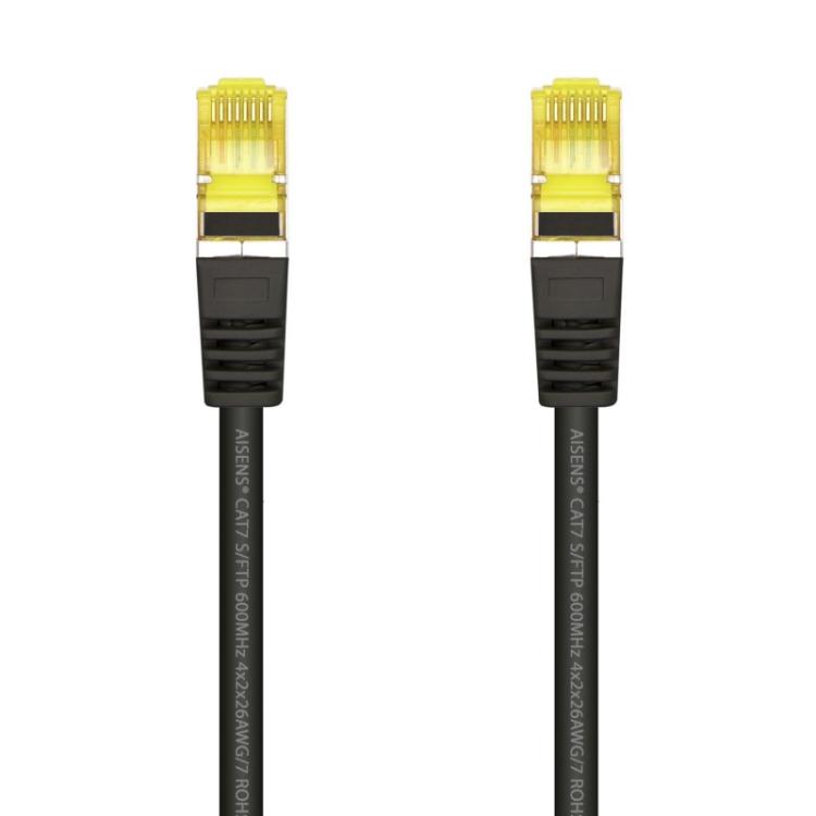 AISENS - Cable De Red Latiguillo RJ45 LSZH Cat.7 600 MHz S/FTP PIMF AWG26, Negro, 0.5 m
