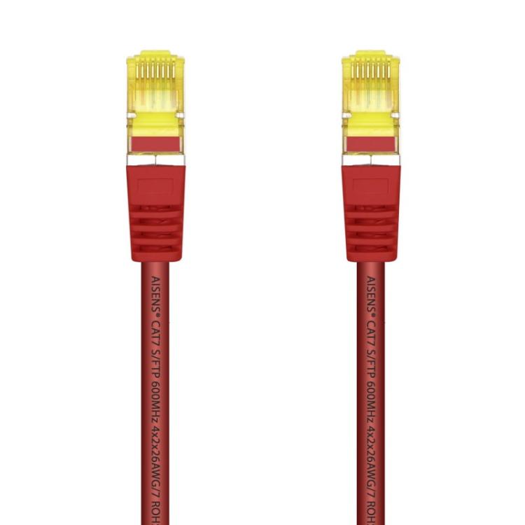 AISENS - Cable De Red Latiguillo RJ45 LSZH Cat.7 600 MHz S/FTP PIMF AWG26, Rojo, 0.5 m