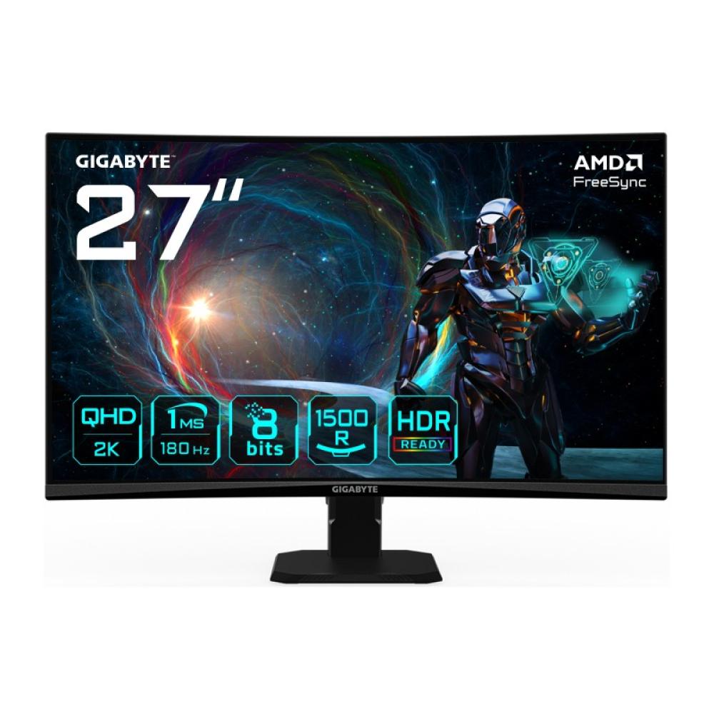 GIGABYTE - GS27QCA 27" Monitor Curvo para Gaming QHD - 2560 x 1440, 180Hz, 1ms, 250 cd/m², FreeSync, HDR Ready, HDMI 2.0, Displa
