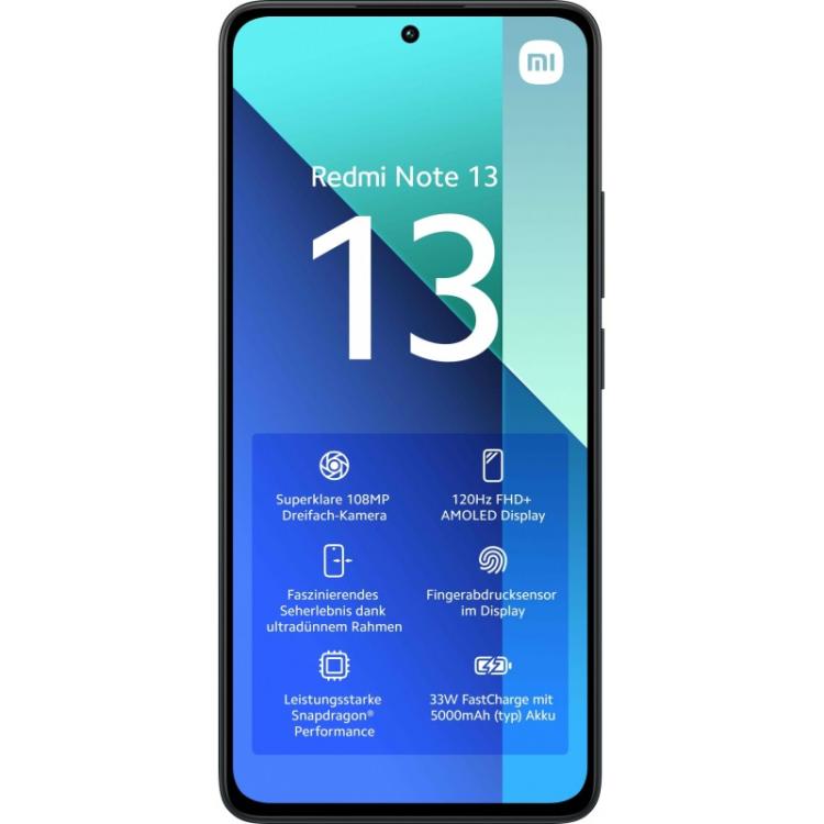 Xiaomi - Redmi Note 13 16,9 cm (6.67") Ranura híbrida Dual SIM Android 13 4G USB Tipo C 6 GB 128 GB 5000 mAh Negro