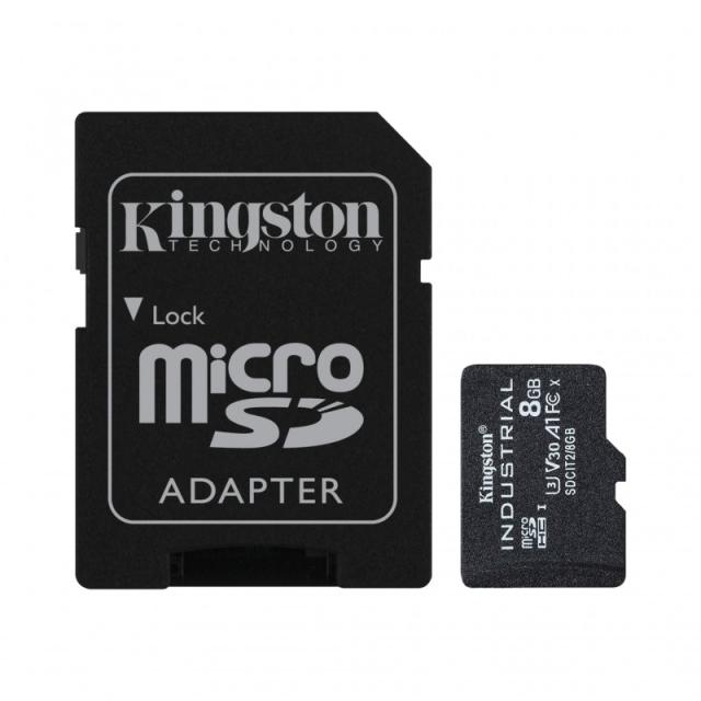 Kingston Technology - Tarjeta 8GB microSDHC Industrial C10 A1 pSLC + adaptador SD