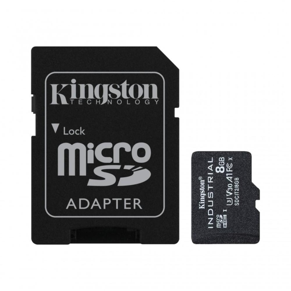 Kingston Technology - Tarjeta 8GB microSDHC Industrial C10 A1 pSLC + adaptador SD