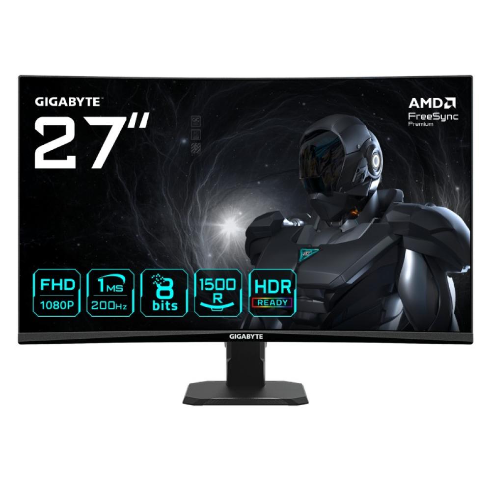 GIGABYTE - GS27FCA Monitor gaming curvo 27" FHD - 1920 x 1080, 200Hz, 1ms, 250 cd/m², FreeSync Premium, HDR Ready, HDMI 2.0, Dis