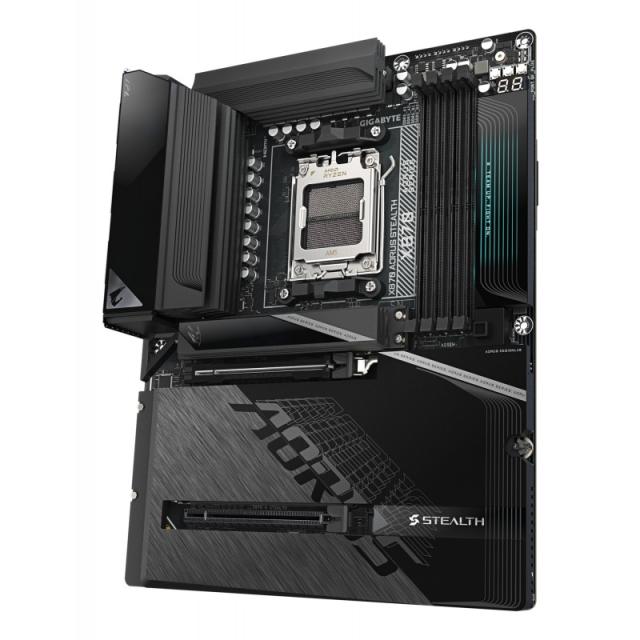 GIGABYTE - X870 AORUS STEALTH Placa Base - Compatible con procesadores AMD Ryzen 9000, VRM digital de 16+2+2 fases, hasta 8200MH