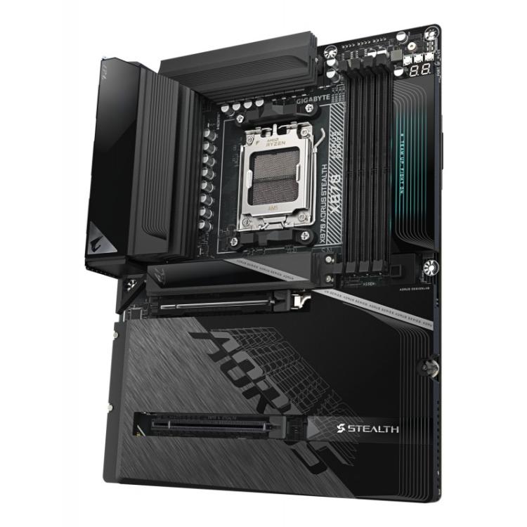 GIGABYTE - X870 AORUS STEALTH Placa Base - Compatible con procesadores AMD Ryzen 9000, VRM digital de 16+2+2 fases, hasta 8200MH