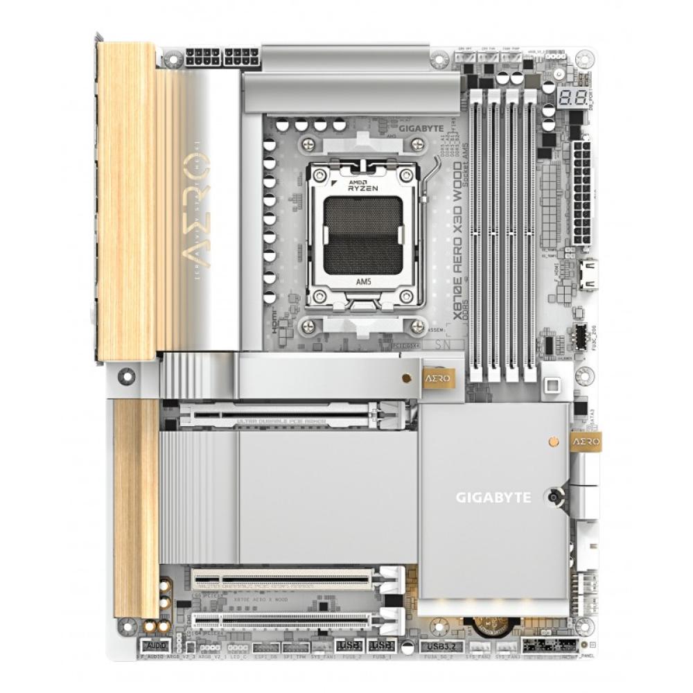 GIGABYTE - X870E AERO X3D WOOD Placa Base - Compatible con procesadores AMD Ryzen 9000, VRM digital de 16+2+2 fases, hasta 9000H