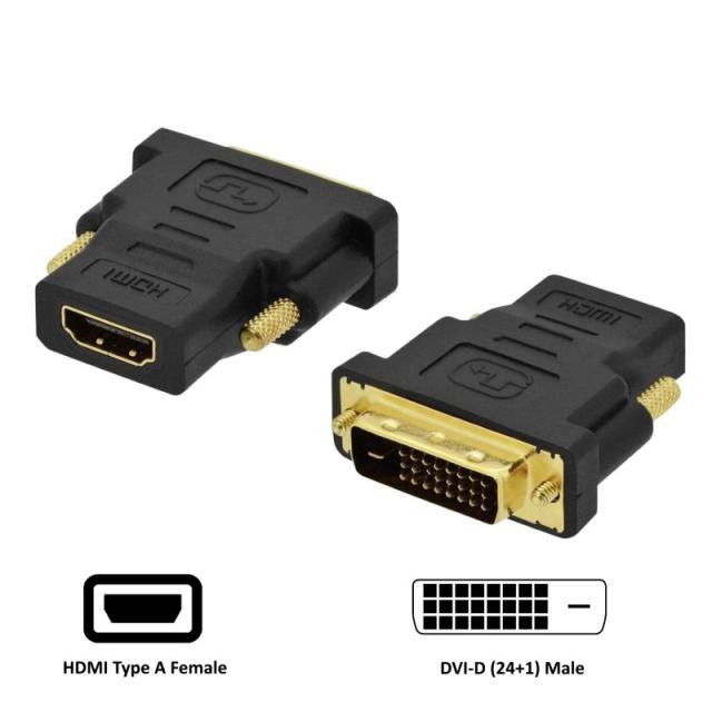 Ewent - EC1371 cambiador de género para cable DVI-D 24+1 HDMI Negro