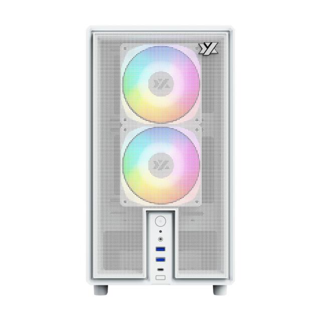 XYZ - ATOM, Cristal Templado, Malla, 3x Pulsar 120mm A-RGB, PWM, Tipo C, M-ATX, Blanca