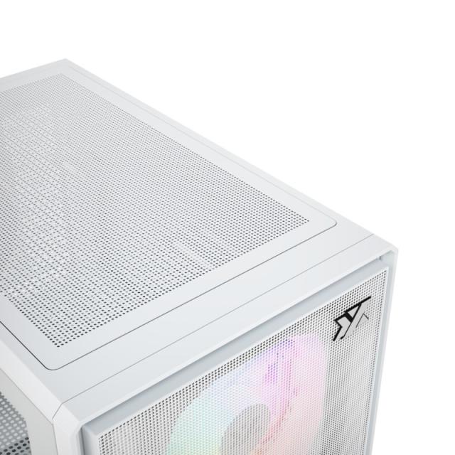 XYZ - ATOM, Cristal Templado, Malla, 3x Pulsar 120mm A-RGB, PWM, Tipo C, M-ATX, Blanca