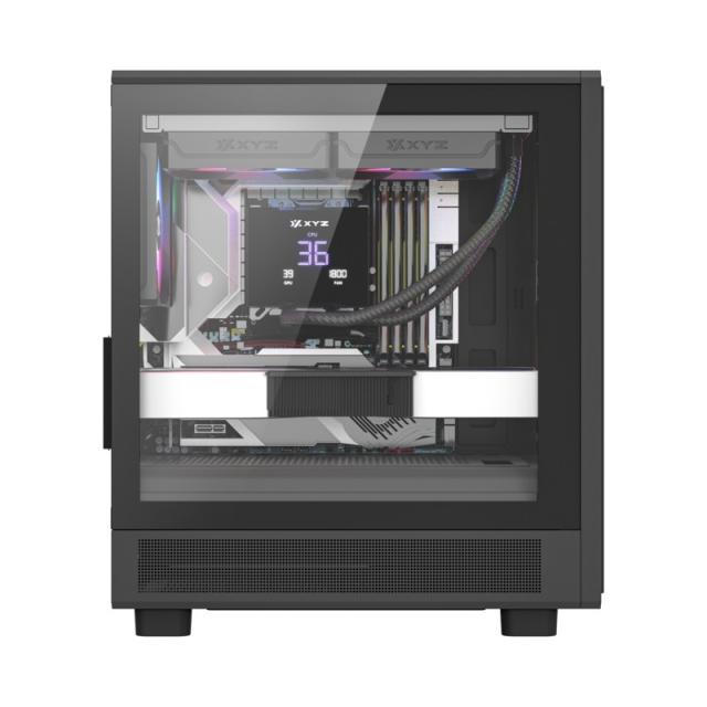 XYZ - ATOM, Cristal Templado, Malla, 3x Pulsar 120mm A-RGB, PWM, Tipo C, M-ATX, Negra