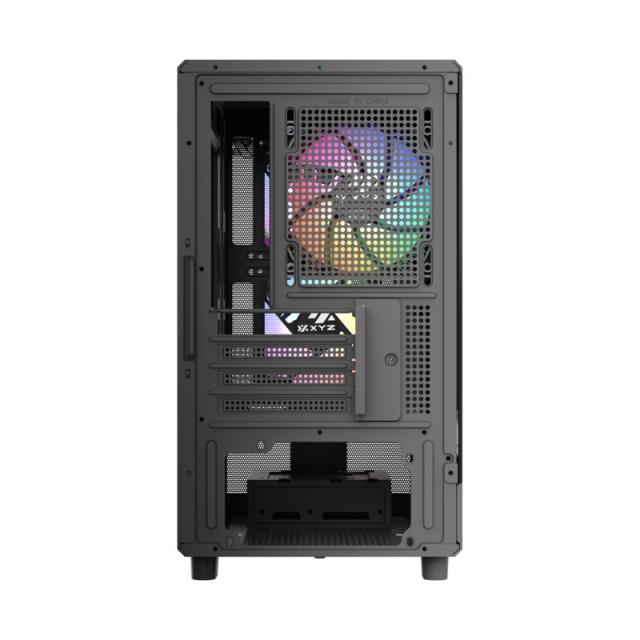 XYZ - ATOM, Cristal Templado, Malla, 3x Pulsar 120mm A-RGB, PWM, Tipo C, M-ATX, Negra