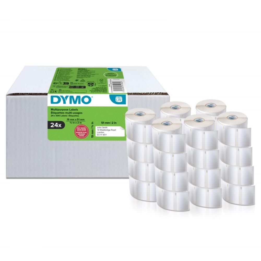 DYMO - LW etiquetas auténticas multiusos/de dirección del remitente / 19 mm × 51 mm /24 rollos de 500 etiquetas con reverso fáci