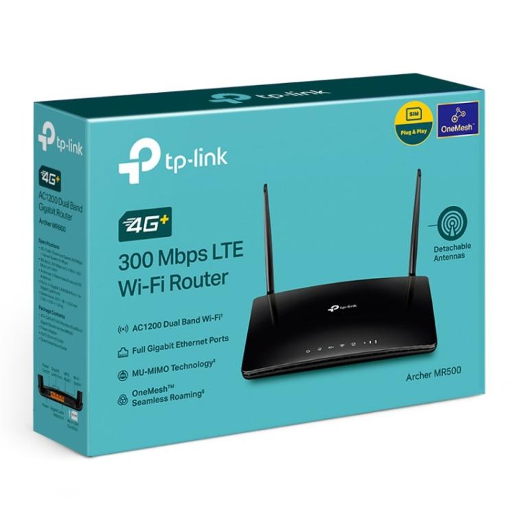 TP-Link - Archer MR500 router inalámbrico Gigabit Ethernet Doble banda (2,4 GHz / 5 GHz) 4G Negro - ARCHER MR500_V1