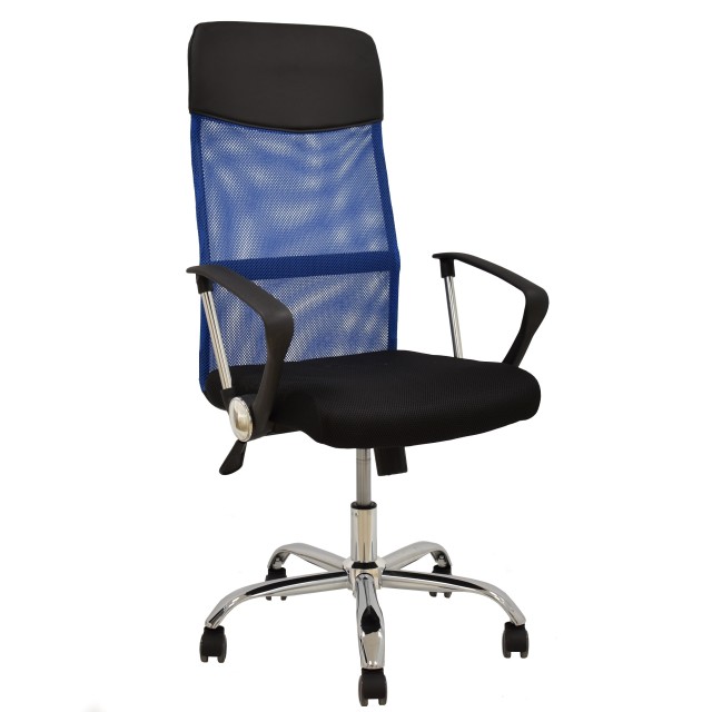 Sillón de oficina GINO (H), malla azul y tejido mesh negro