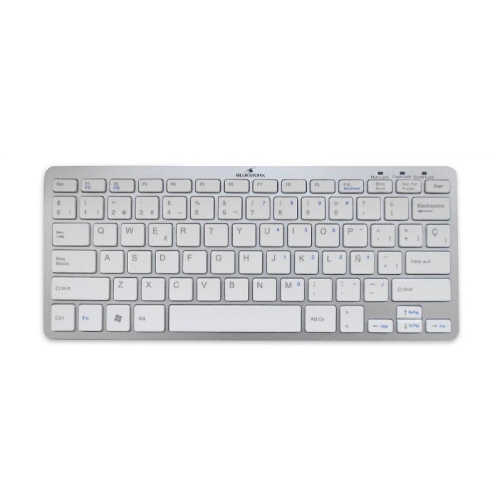 Bluestork - BS-KB-MICRO/BT/SP teclado Bluetooth QWERTY Español Plata, Blanco