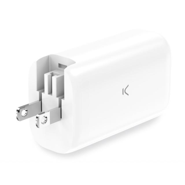 Ksix - Cargador de red Multipuerto GaN 65W, PPS, Power Delivery, Carga ultra rápida, Conectores US+UE+UK, Blanco