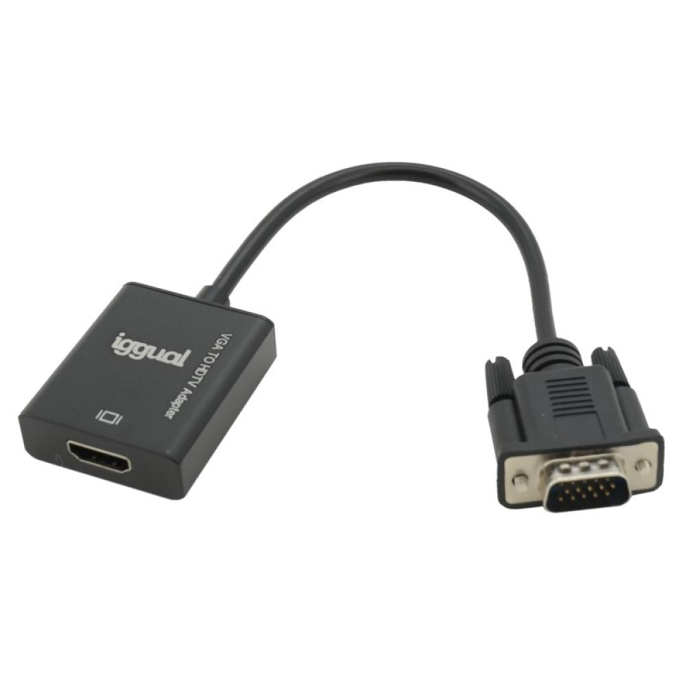 iggual - Adaptador VGA a HDMI + audio + microUSB
