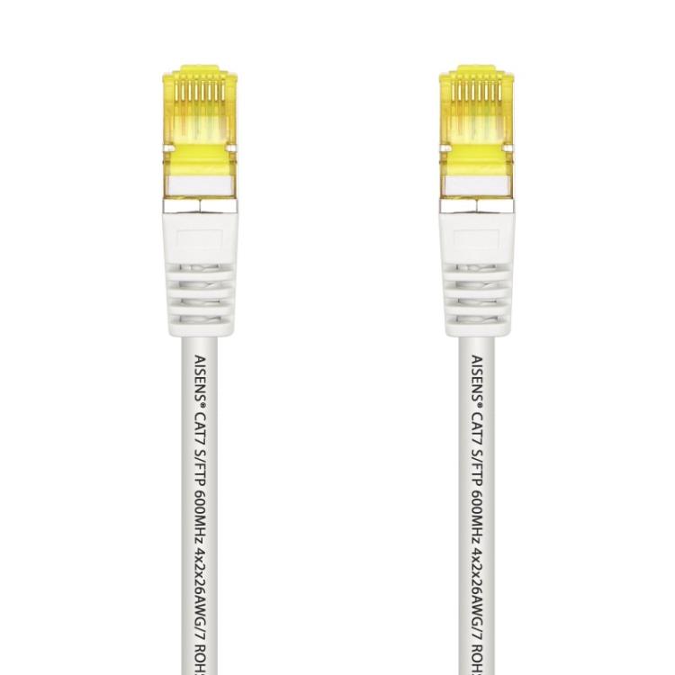 AISENS - Cable De Red Latiguillo RJ45 LSZH Cat.7 600 MHz S/FTP PIMF AWG26, Blanco, 2.0 m