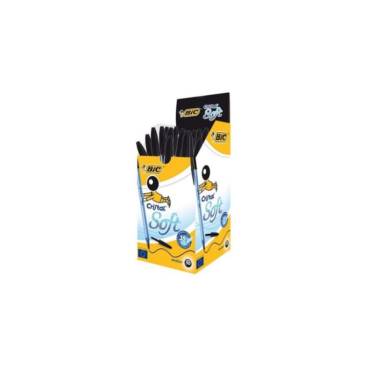 BIC - Cristal Soft Negro Bolígrafo Medio 50 pieza(s)