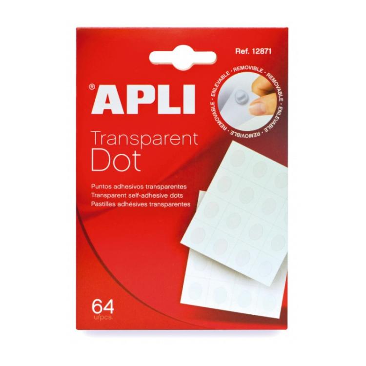 APLI - 12871 etiqueta autoadhesiva Alrededor Desmontable Transparente, Blanco 64 pieza(s)