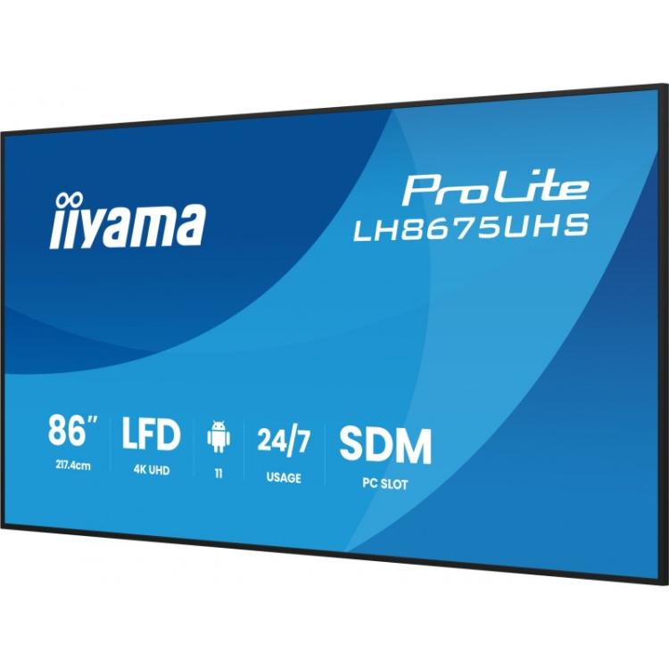 iiyama - LH8675UHS-B2AG pantalla de señalización Pantalla plana para señalización digital 2,17 m (85.6") LCD Wifi 500 cd / m² 4K