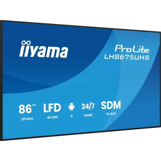 iiyama - LH8675UHS-B2AG pantalla de señalización Pantalla plana para señalización digital 2,17 m (85.6") LCD Wifi 500 cd / m² 4K