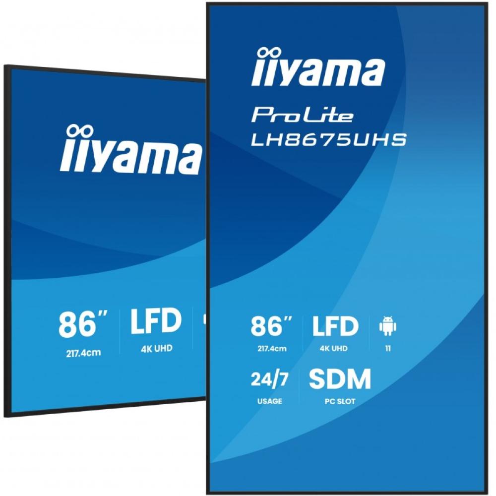 iiyama - LH8675UHS-B2AG pantalla de señalización Pantalla plana para señalización digital 2,17 m (85.6") LCD Wifi 500 cd / m² 4K